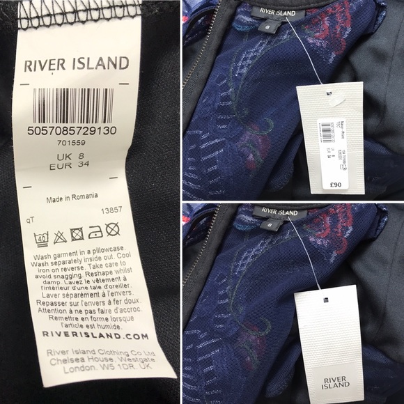 NWT River Island Blue Floral Dress Christmas S - Picture 6 of 7